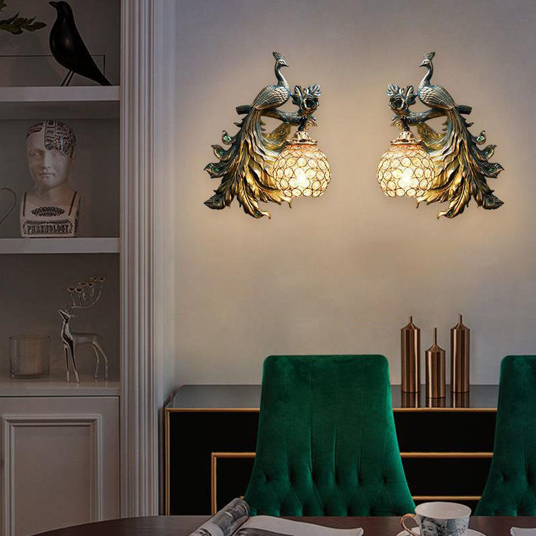 Peacock Resin Wall Lamp