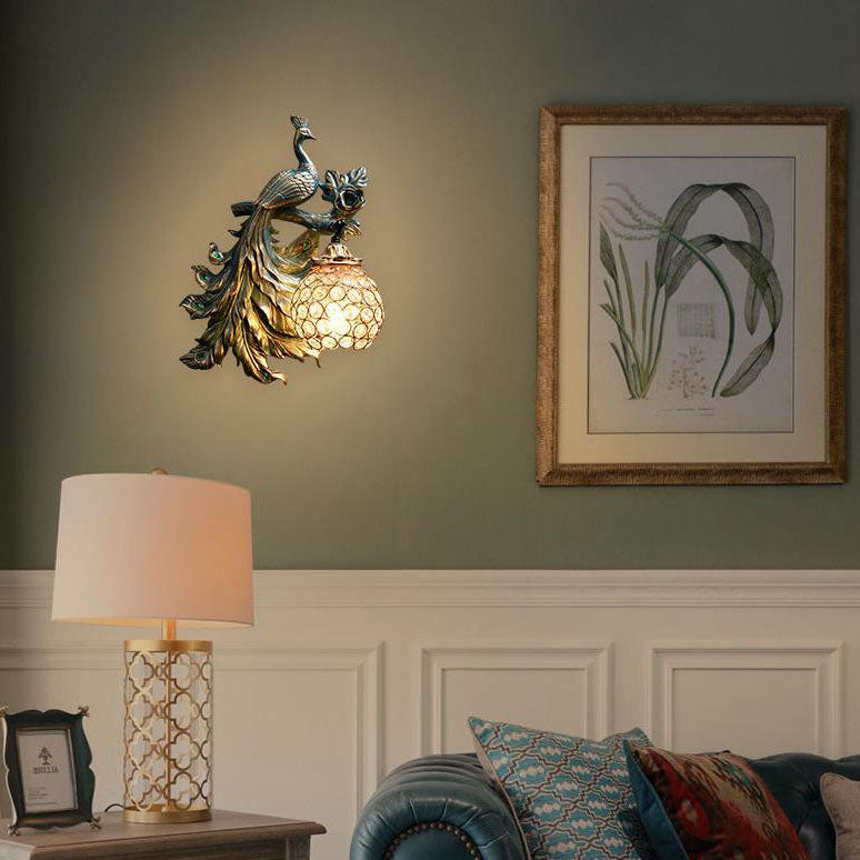 Peacock Resin Wall Lamp