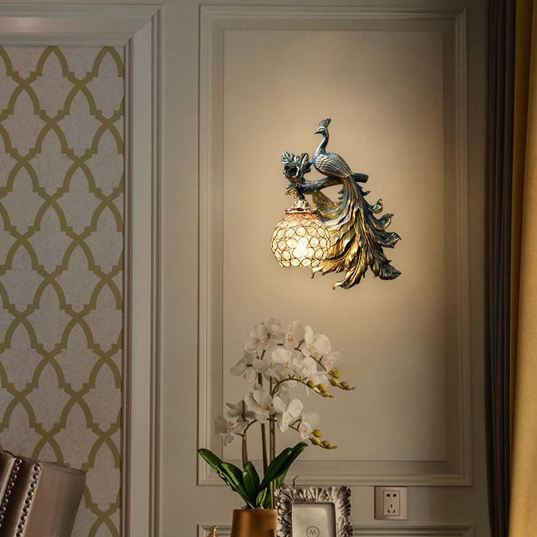 Peacock Resin Wall Lamp