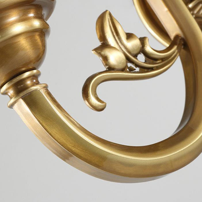 Brass Glass Cone Carved Wall Lamp