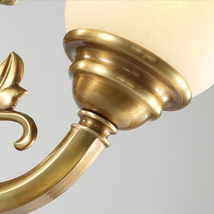 Brass Glass Cone Carved Wall Lamp