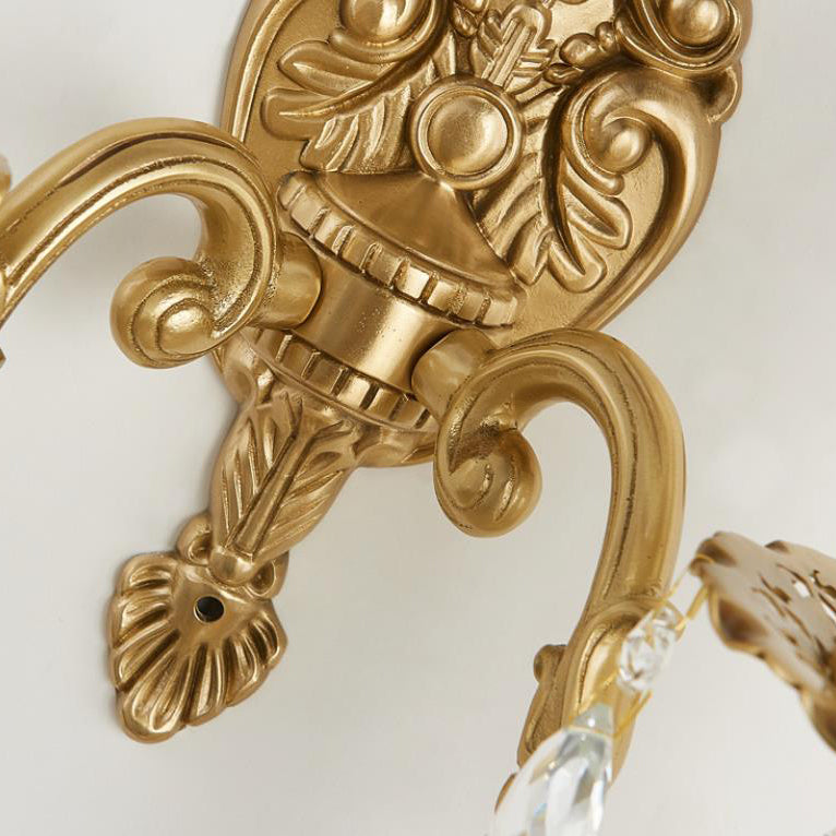 Crystal Candelabra Brass 1/2 Wall Lamp