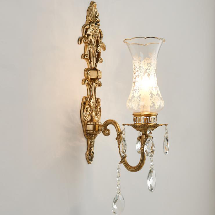 Crystal Candelabra Brass 1/2 Wall Lamp