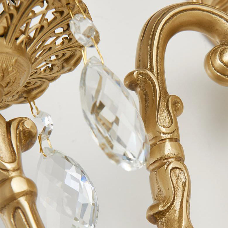 Crystal Candelabra Brass 1/2 Wall Lamp