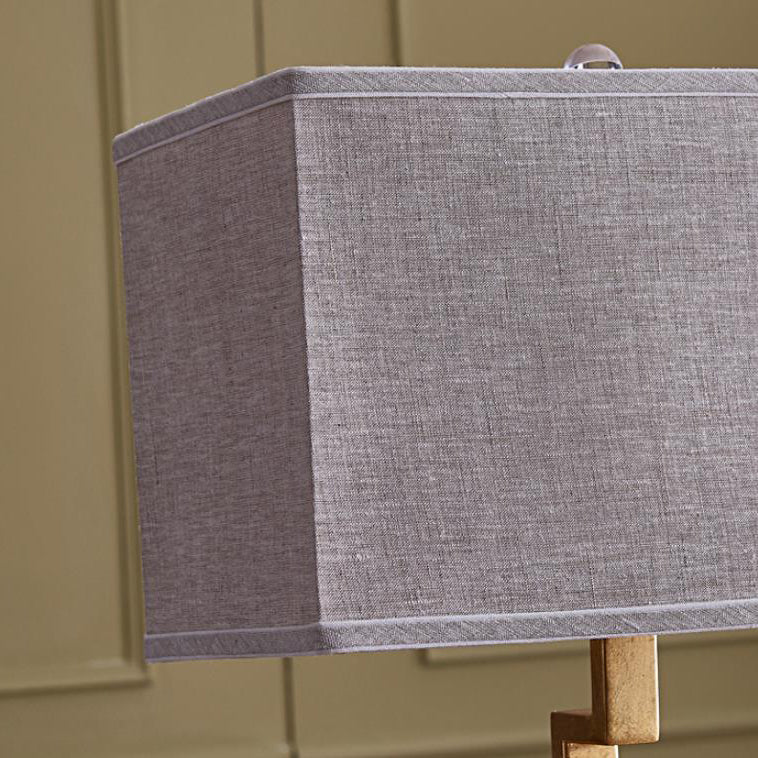 Square Fabric Marble Column Table Lamp