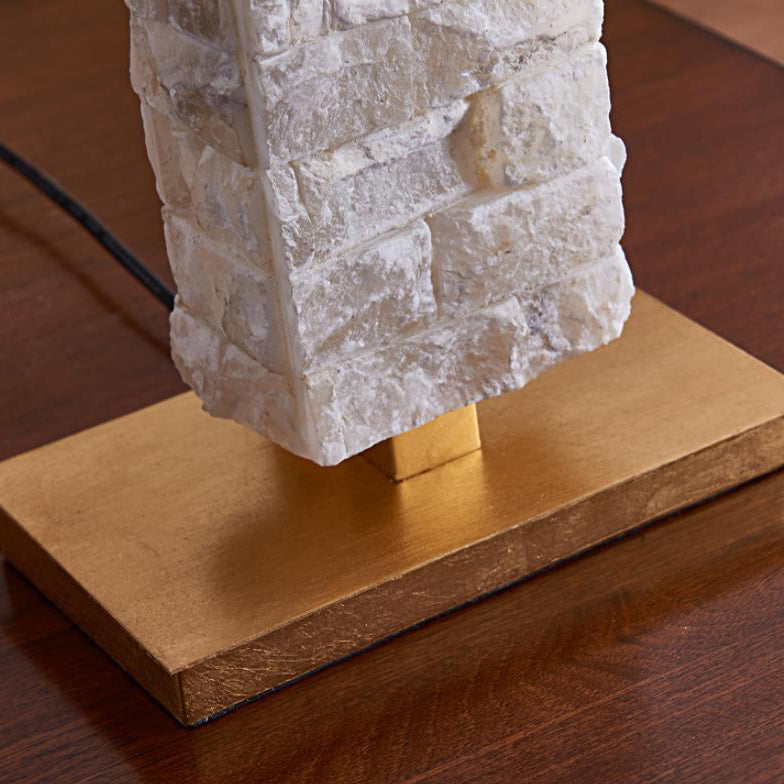 Square Fabric Marble Column Table Lamp