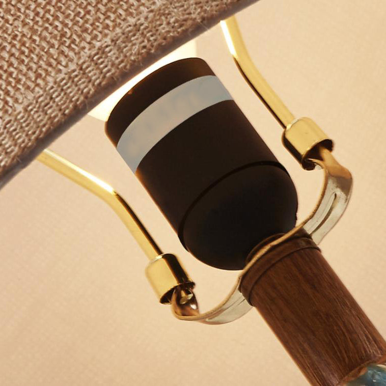 Square Fabric Marble Column Table Lamp