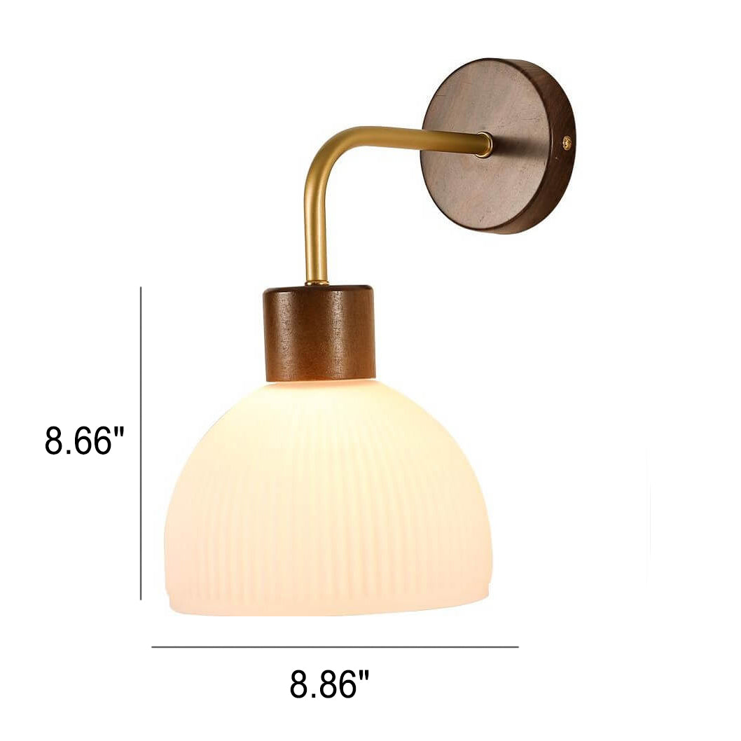Walnut Striped Glass Dome Wall Lamp