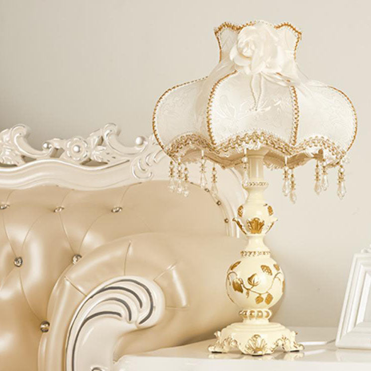 Carving Resin Fabric Alloy Table Lamp