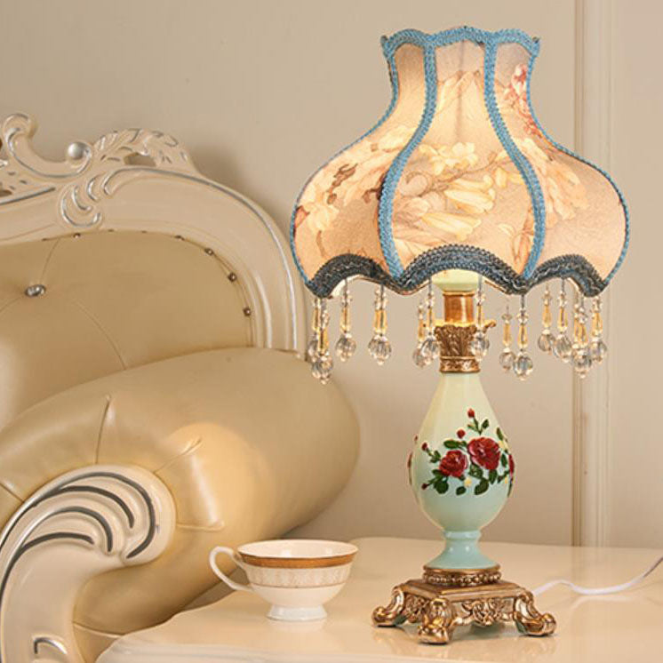 Carving Resin Fabric Alloy Table Lamp