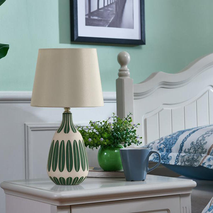 Vertical Pattern Ceramic Fabric Table Lamp