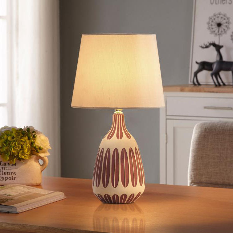 Vertical Pattern Ceramic Fabric Table Lamp