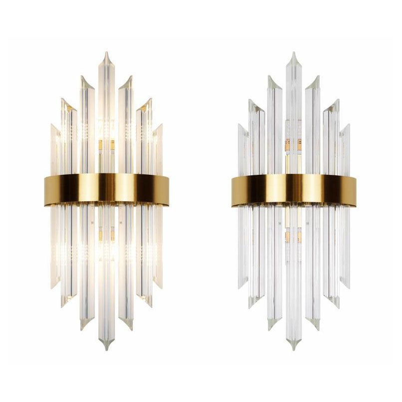 Glass Crystal Rod Stainless 2-Light Wall Lamp
