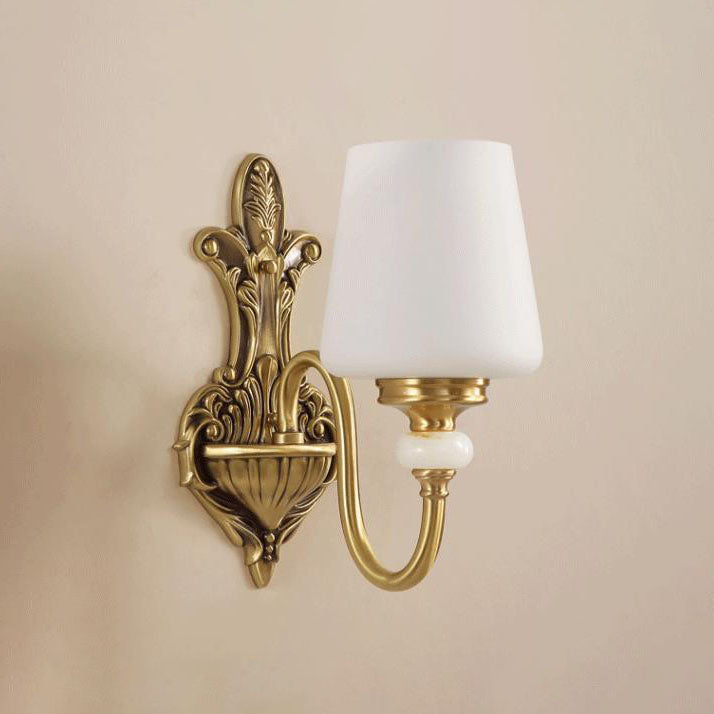 Jade Glass Brass Cone Wall Lamp