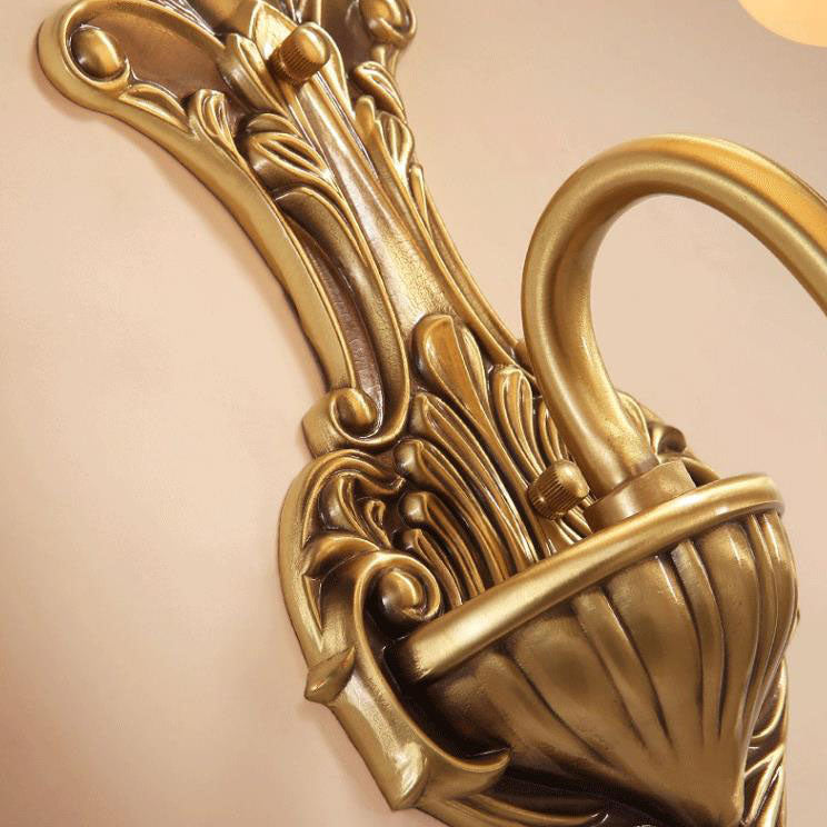 Jade Glass Brass Cone Wall Lamp
