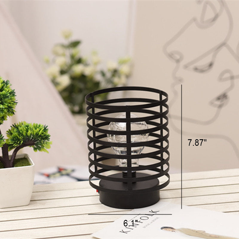 Round Column Iron Battery Table Lamp