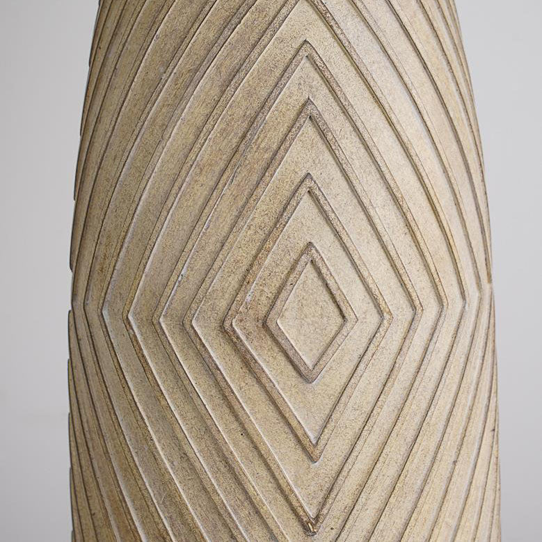 Fabric Drum Resin Column Table Lamp