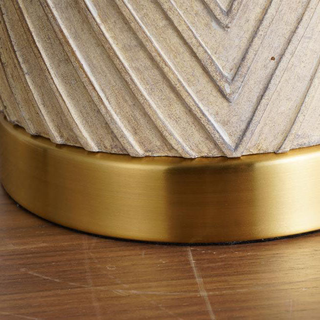 Fabric Drum Resin Column Table Lamp