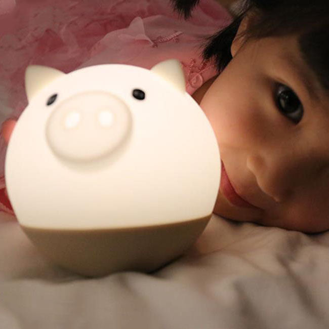 Cartoon Piggy Round Silicone Table Lamp