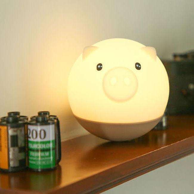 Cartoon Piggy Round Silicone Table Lamp