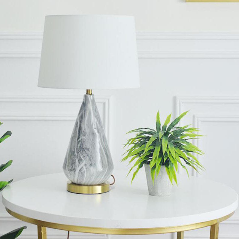 Tapered Ceramics Marble Fabric Table Lamp
