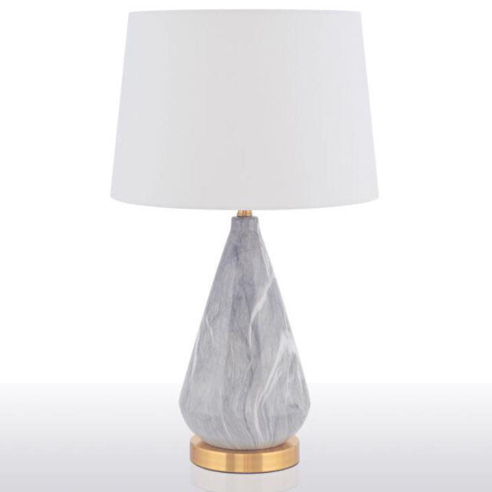 Tapered Ceramics Marble Fabric Table Lamp