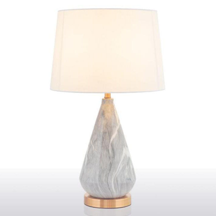 Tapered Ceramics Marble Fabric Table Lamp