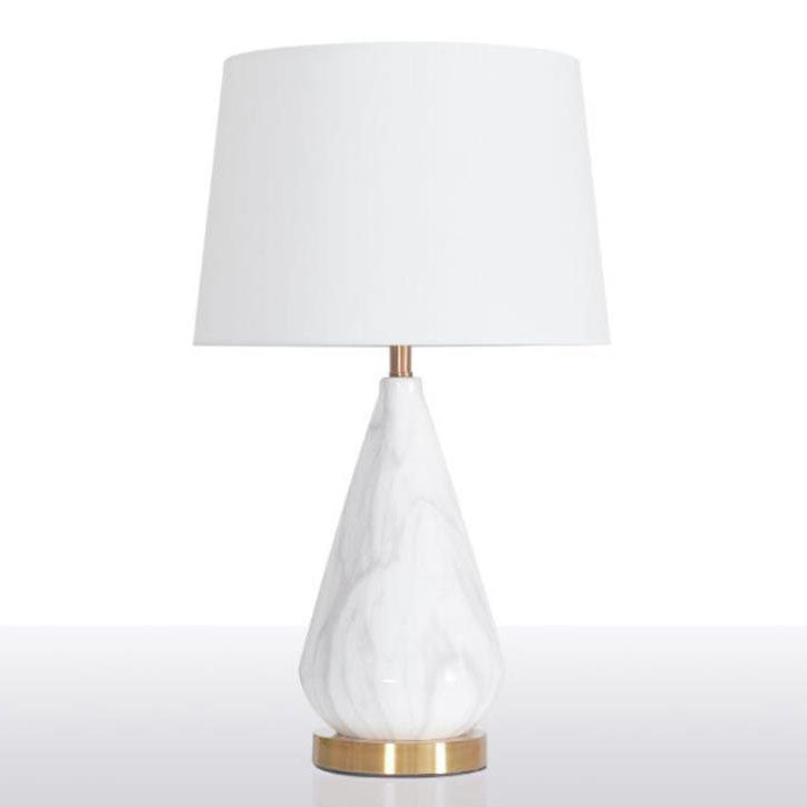 Tapered Ceramics Marble Fabric Table Lamp