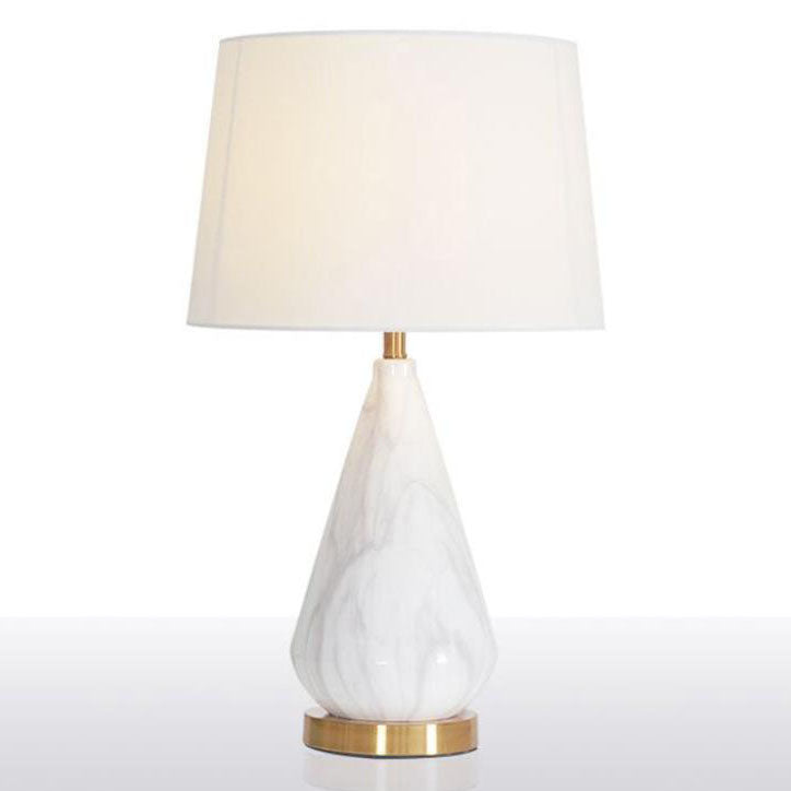 Tapered Ceramics Marble Fabric Table Lamp
