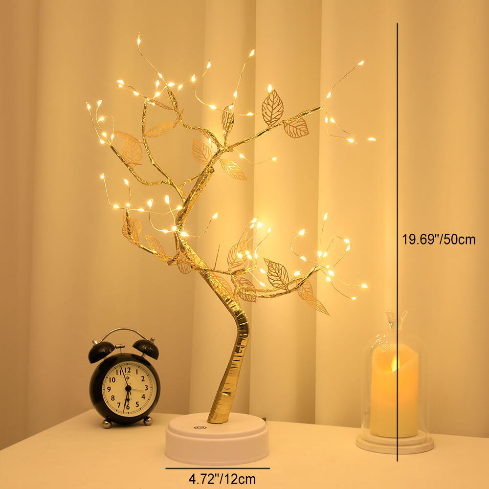 Simulation Gold Leaf Tree Table Lamp