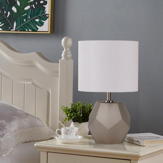 Drum Fabric Rhombus Ball Table Lamp
