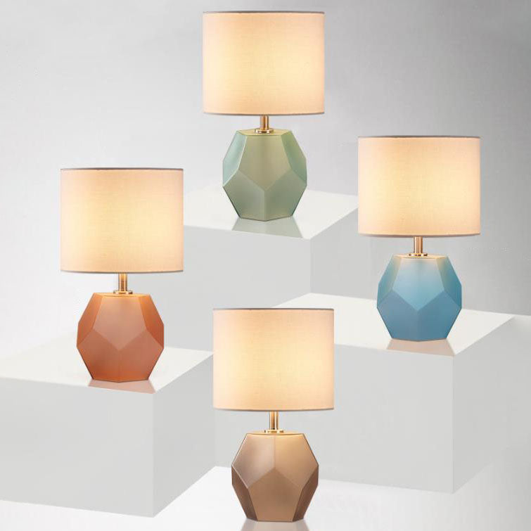 Drum Fabric Rhombus Ball Table Lamp