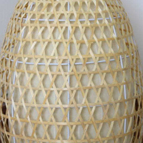 Bamboo Weaving Parchment Oval Floor Lamp