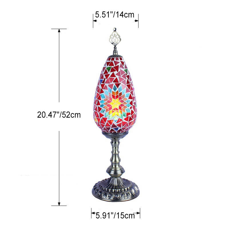Bohemian Stained Glass Oval Table Lamp