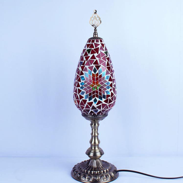 Bohemian Stained Glass Oval Table Lamp