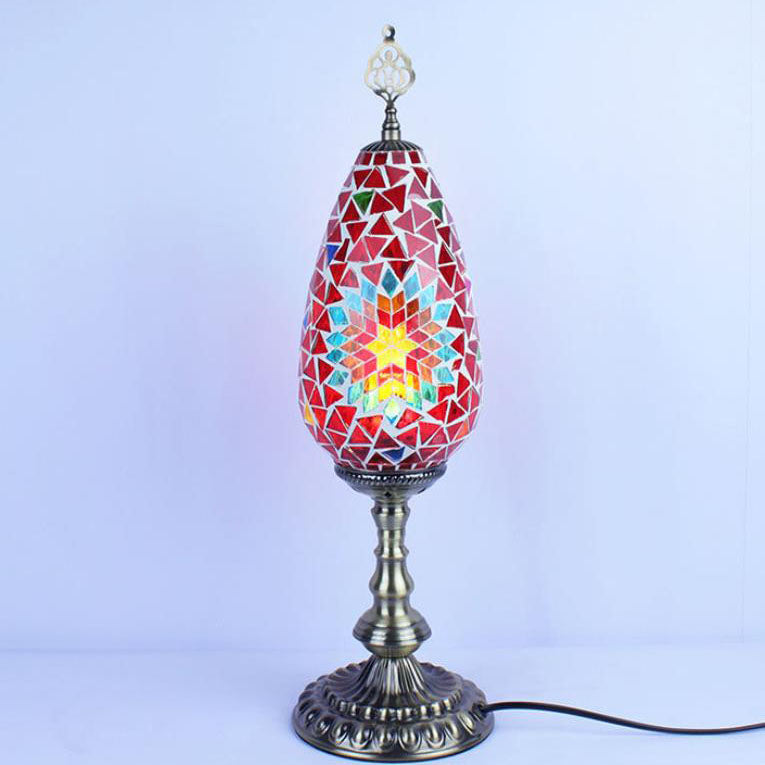 Bohemian Stained Glass Oval Table Lamp
