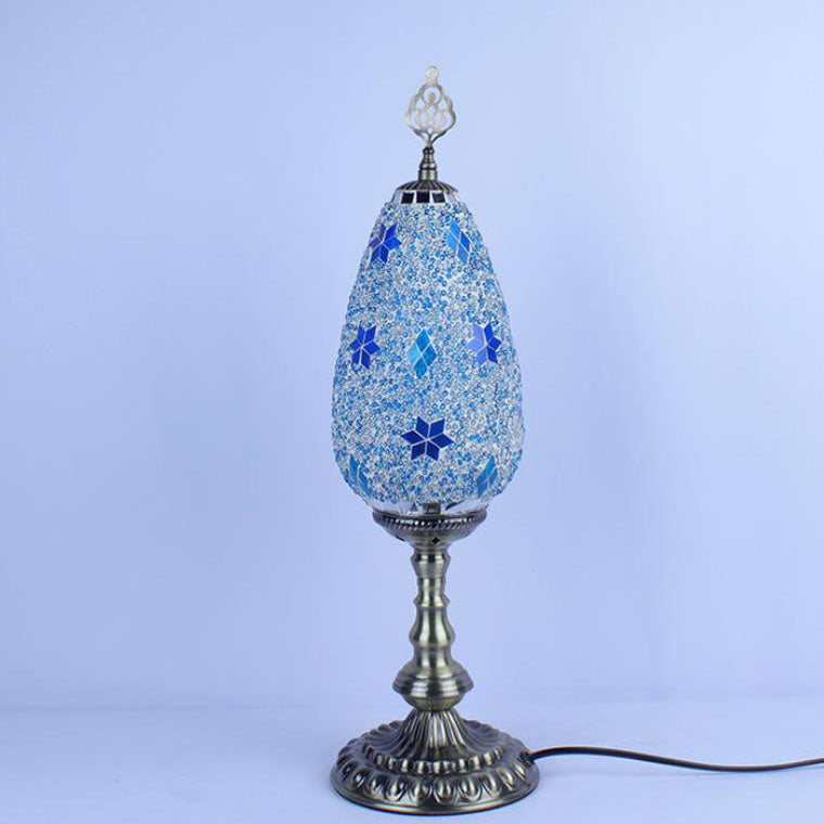 Bohemian Stained Glass Oval Table Lamp