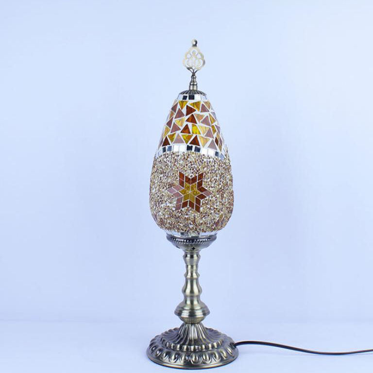 Bohemian Stained Glass Oval Table Lamp