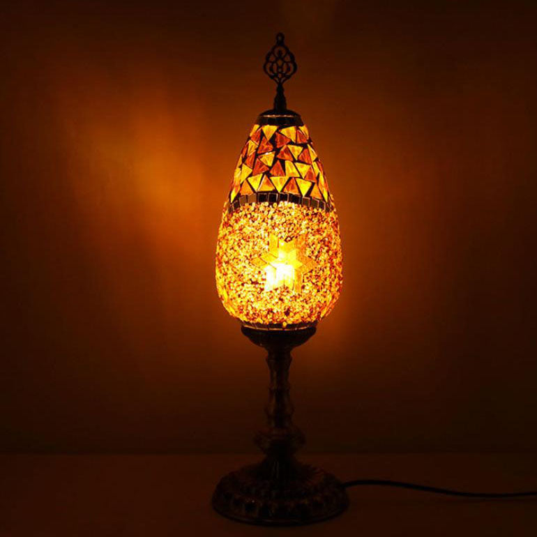 Bohemian Stained Glass Oval Table Lamp