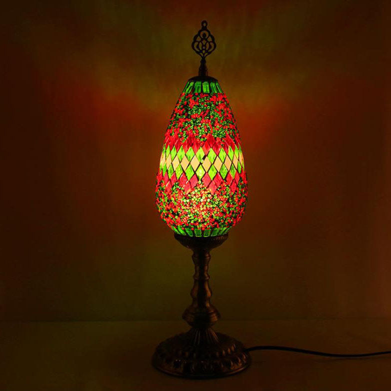 Bohemian Stained Glass Oval Table Lamp
