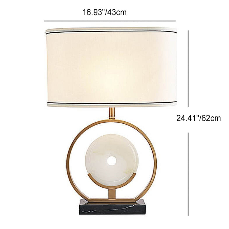 Brass Jade Circle Shape Table Lamp