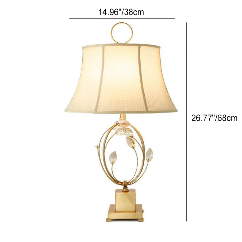 Golden Glamour Fabric Crystal Table Lamp
