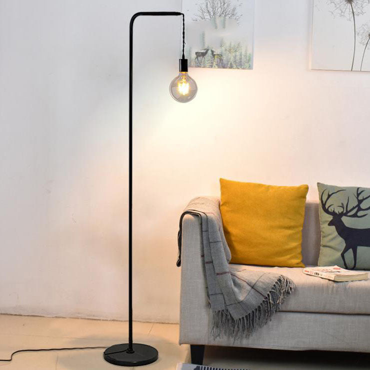 Black Iron Long Pole Floor Lamp