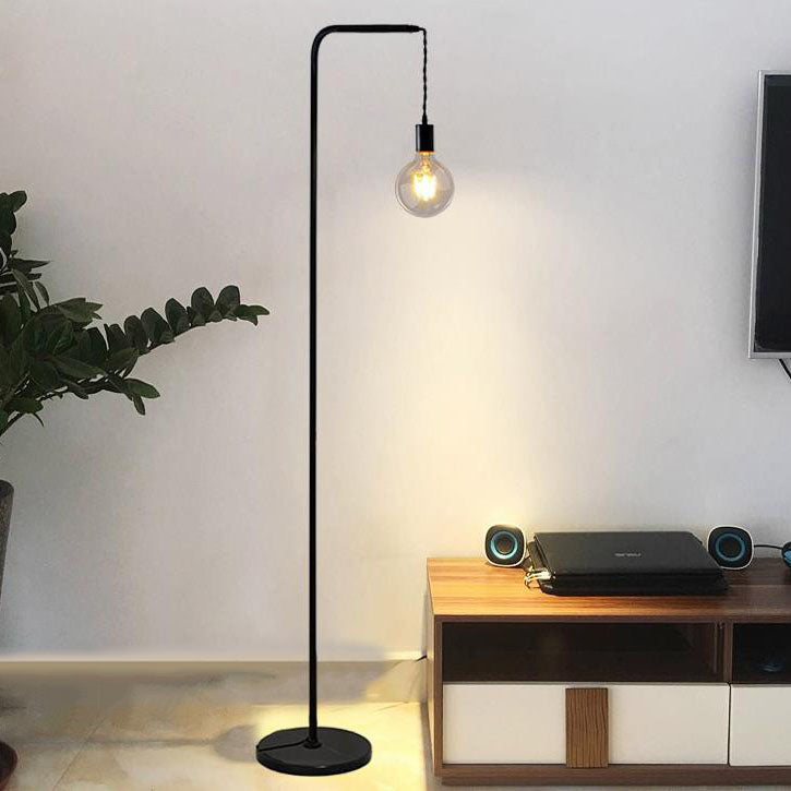 Black Iron Long Pole Floor Lamp