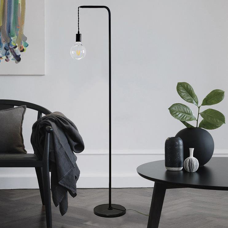Black Iron Long Pole Floor Lamp