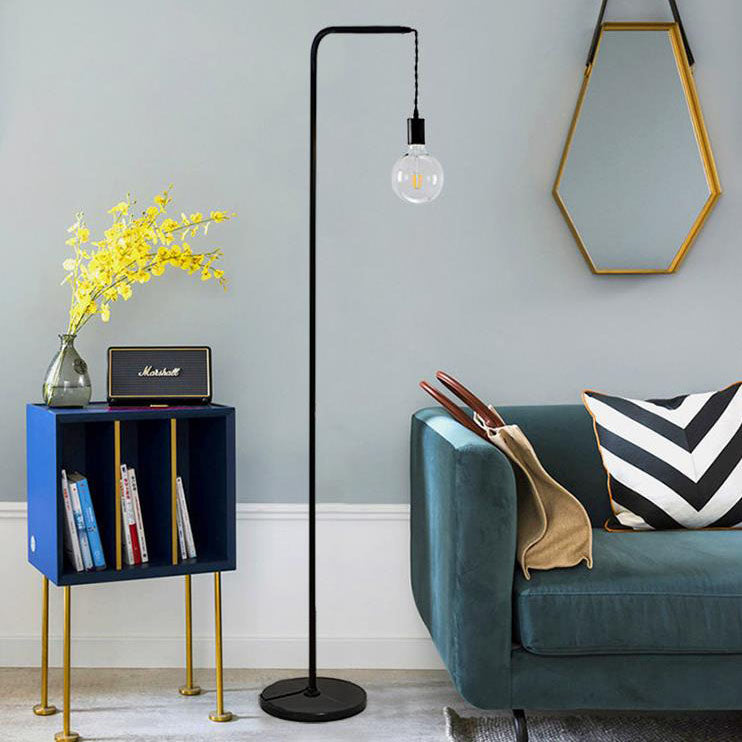 Black Iron Long Pole Floor Lamp