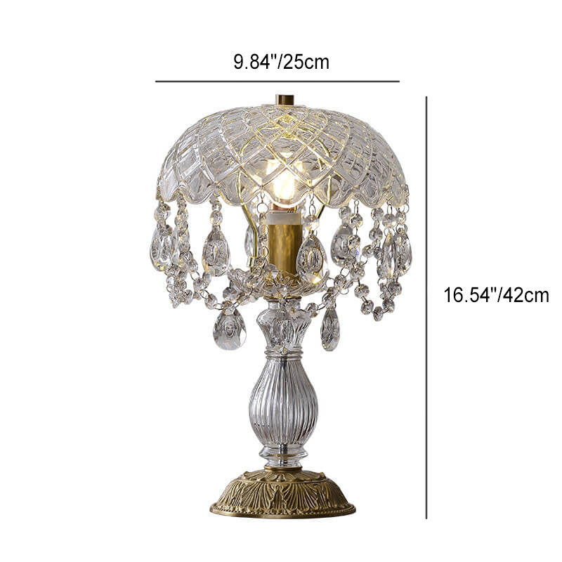 Clear Crystal Round Tassel Table Lamp