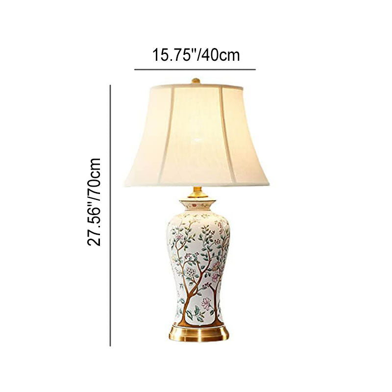 Palace Fabric Lampshade Ceramic Table Lamp
