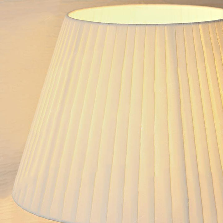 Pleated Fabric Column Wood Table Lamp