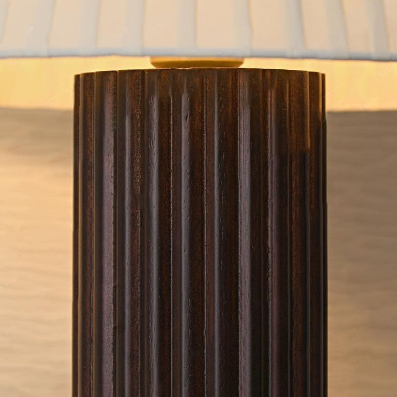 Pleated Fabric Column Wood Table Lamp
